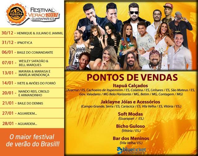 Confira a lista de Shows do Festival de Verão Arena Pedreira - Folha Vitória